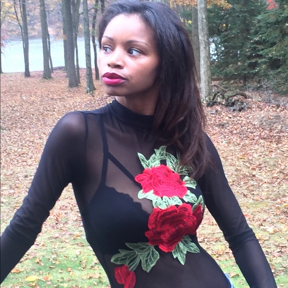 Sheer Rose Bodysuit - Picture 2 of 4