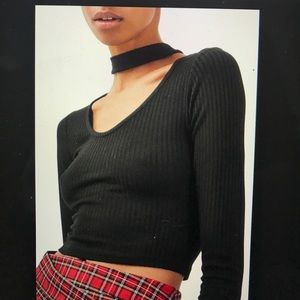 Topshop long sleeve ribbed crop top