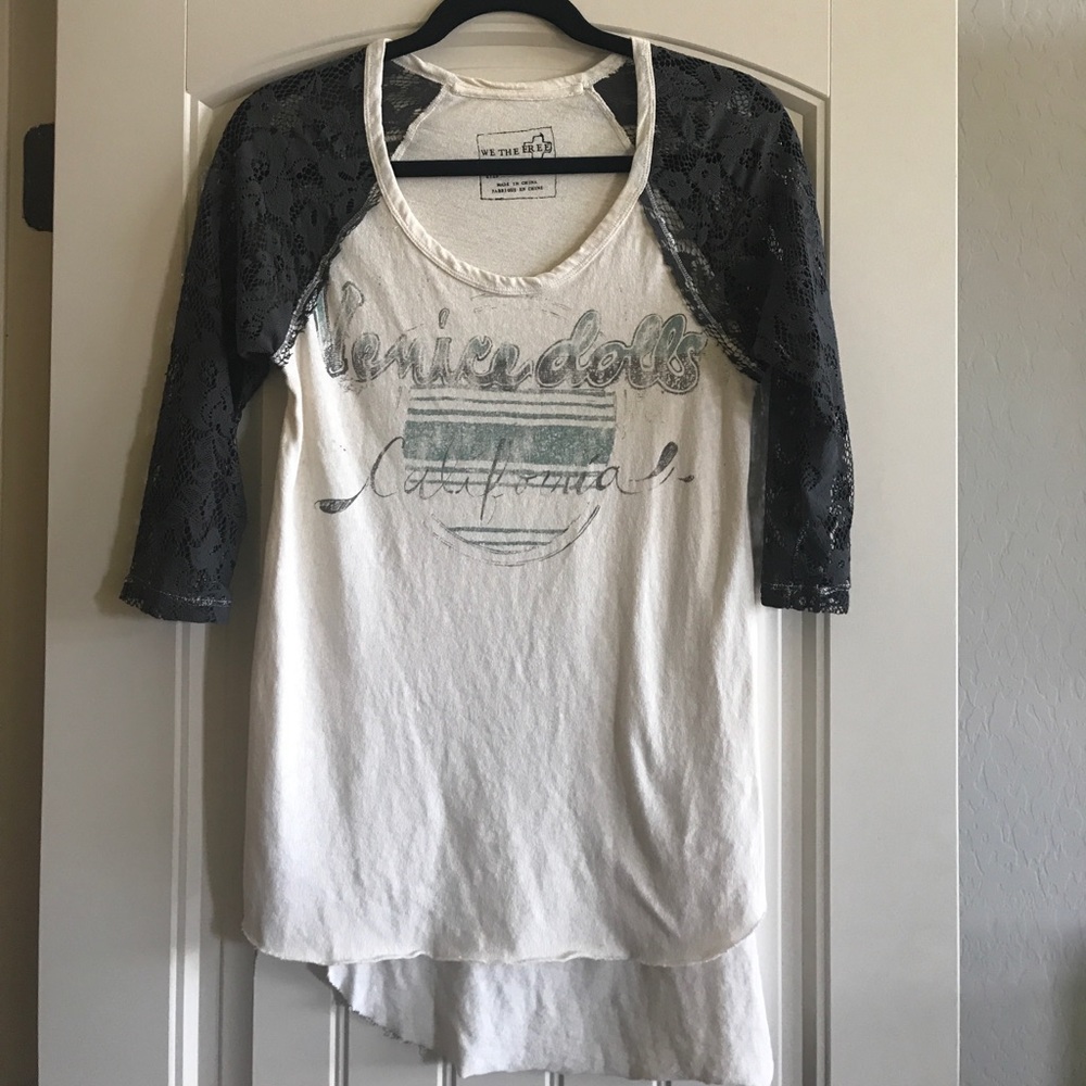 We the free lace sleeve baseball tunic