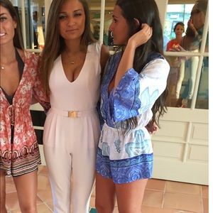 Blue and white romper