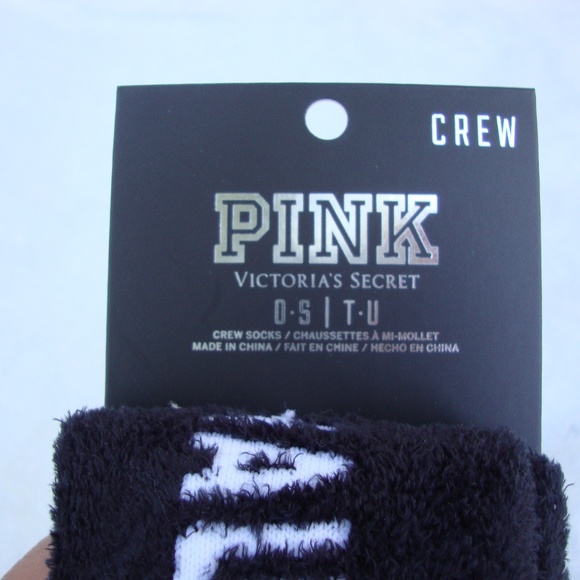 PINK Victoria Secret Black Naughty Nice Crew Socks - Picture 3 of 4