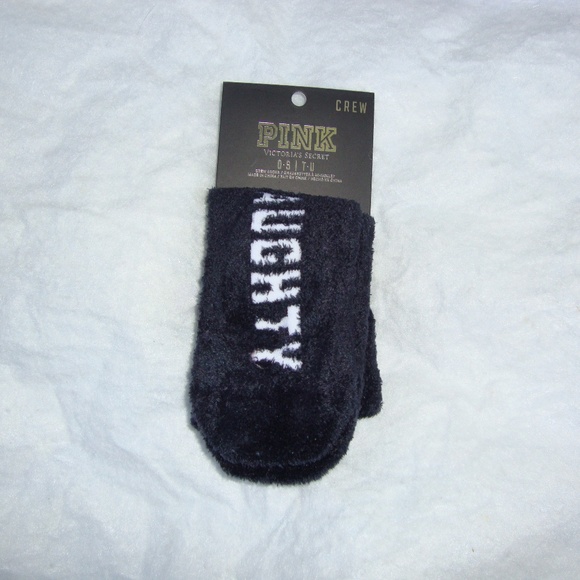 PINK Victoria Secret Black Naughty Nice Crew Socks - Picture 2 of 4