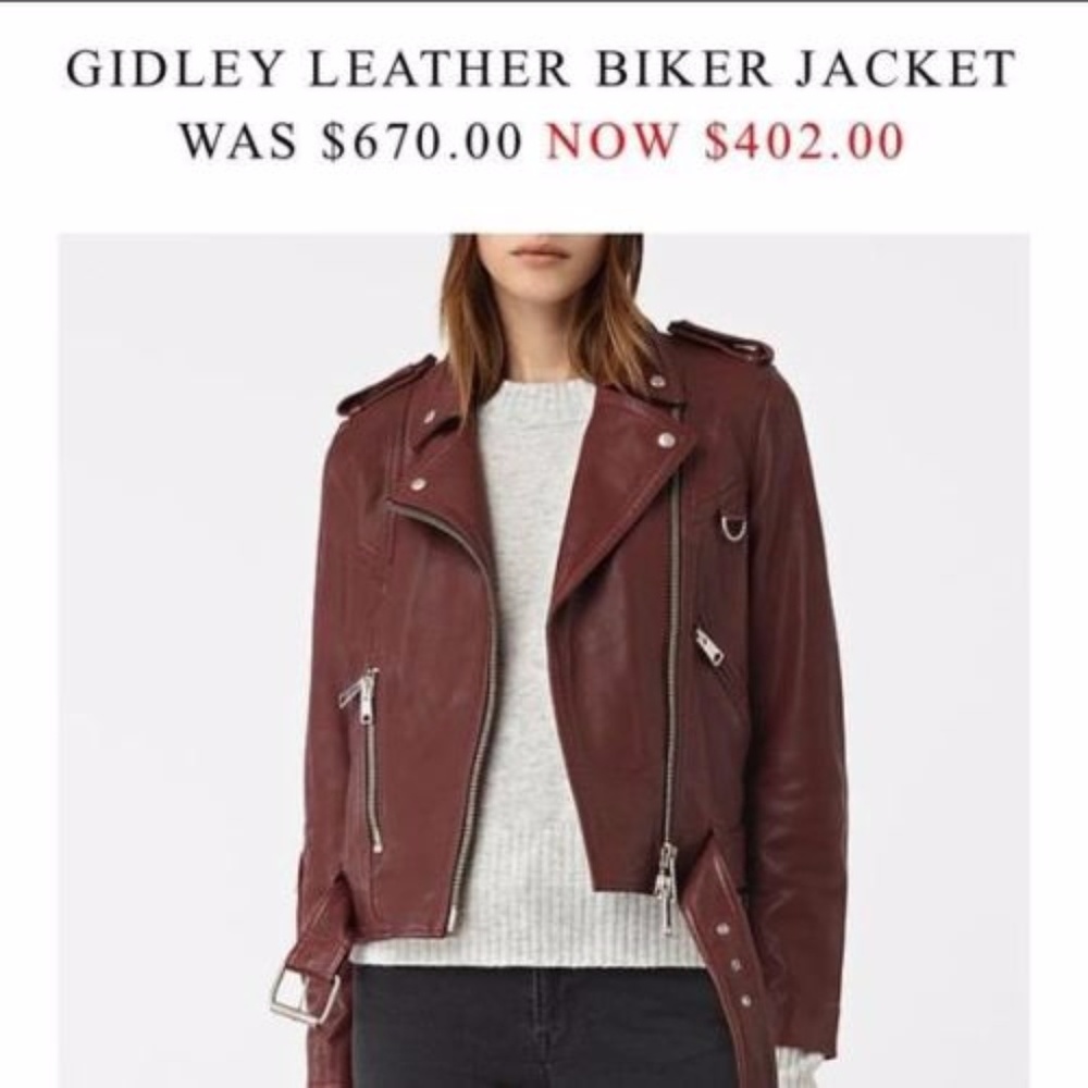 [SOLD] All Saints Gidley Leather Jacket UK 2 US 00