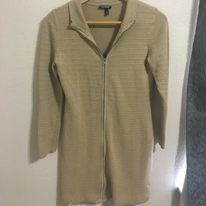 Long tan cardigan or sweater dress