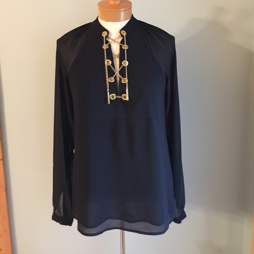 Michael Kors Navy chain Blouse sz small or xs