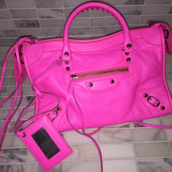 Balenciaga 2016 Hot Pink Small City Classic Silver - Picture 2 of 4