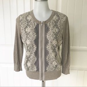 Banana Republic lace zip up cardigan