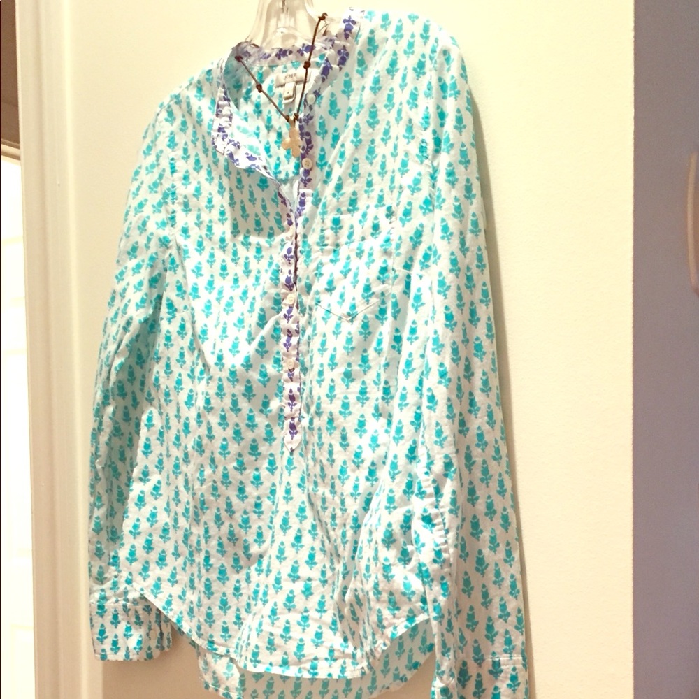 💙J. Crew print tunic/blouse that is so cheery!