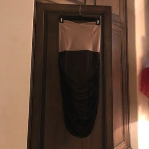 Strapless black and nude mini dress NWT