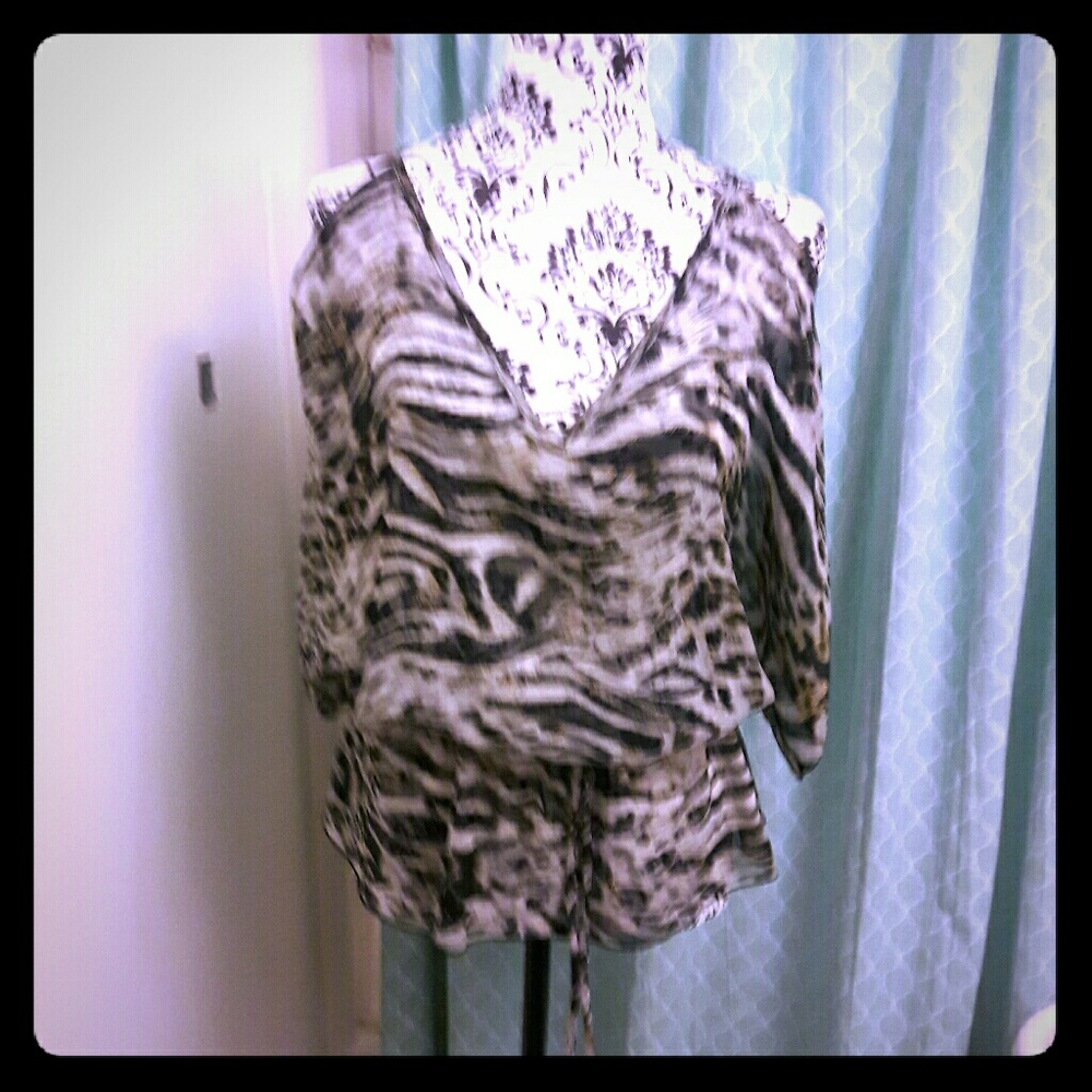 Zebra blouse with sleeve open