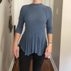Free People Blue mock neck
