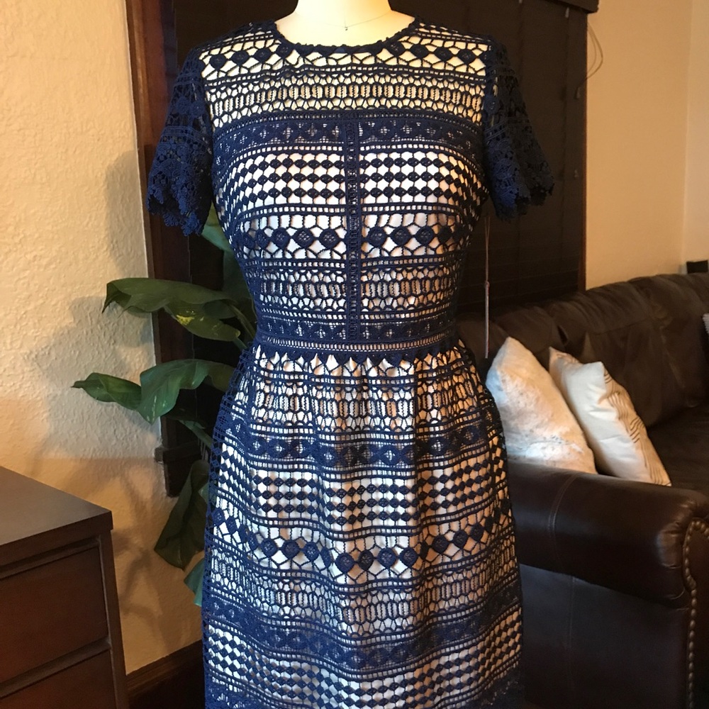 Vince Camuto Navy Lace Dress Sz. 6 BRAND NEW
