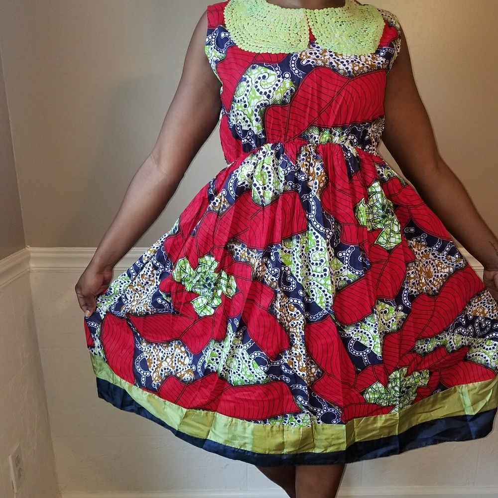 Custom made midi dress with beading on chest
