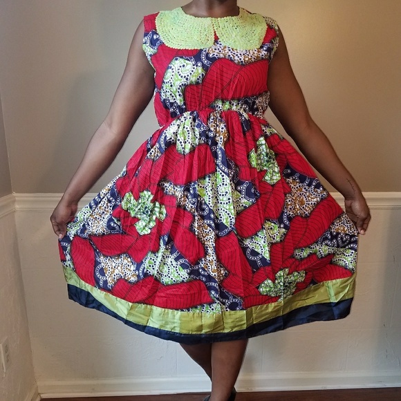 Custom made midi dress with beading on chest - Picture 2 of 3