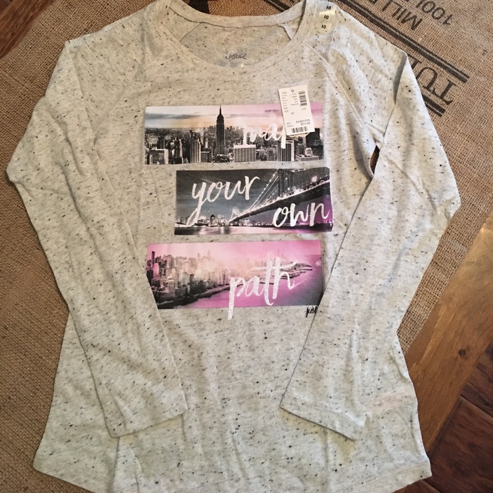 Justice NWT make your own path shirt ✨🦄❄️