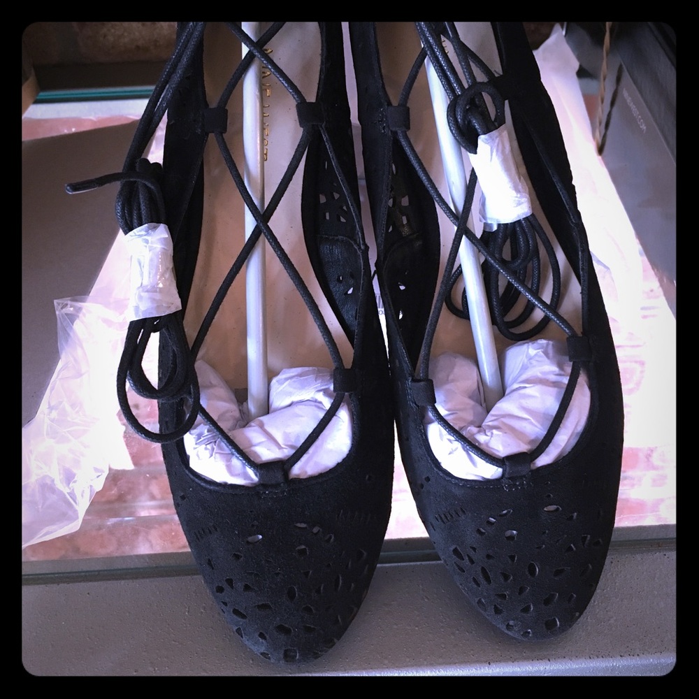 Nine West Zavanna Lace Up Ballet Flats, Black $98