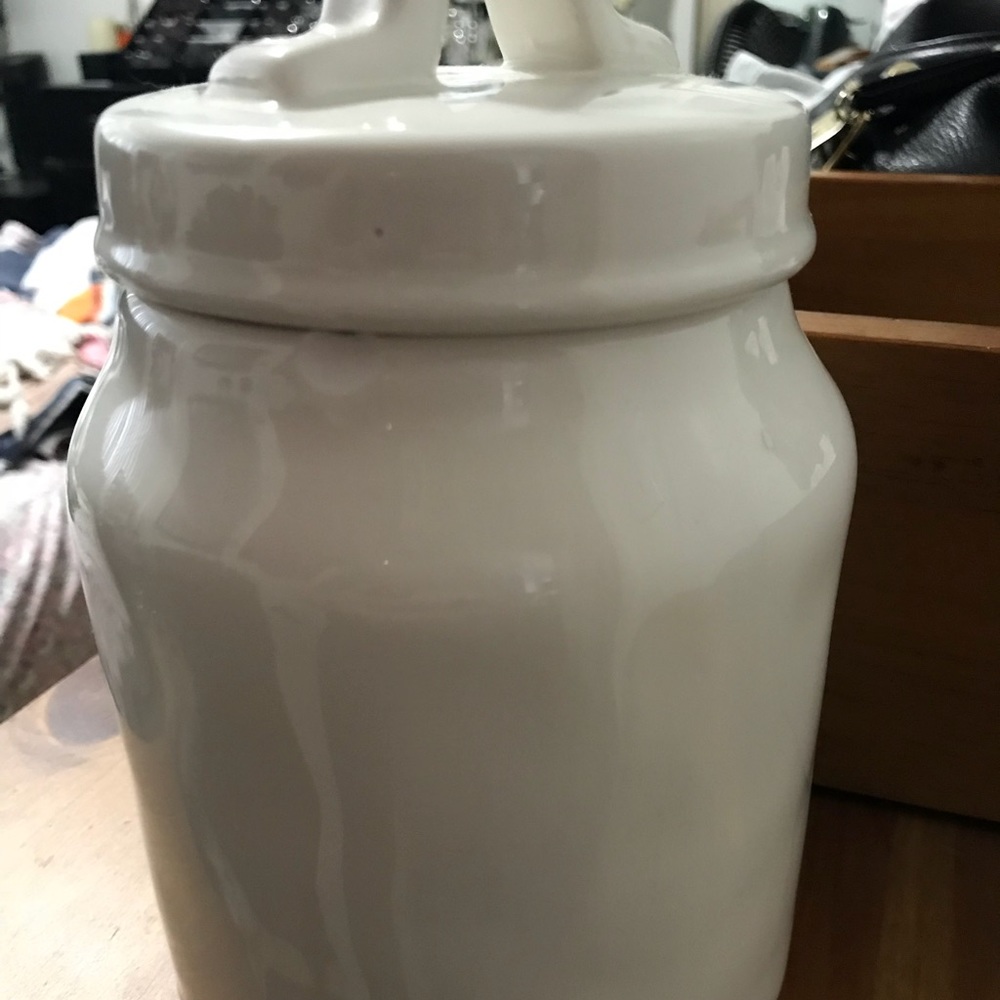 White canister jar