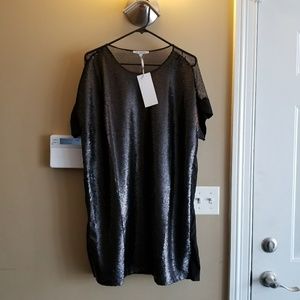 Black Sequined T-shirt Dress