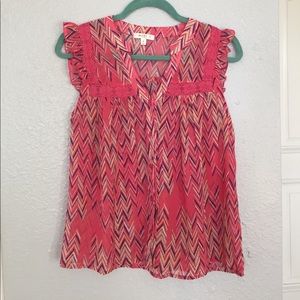 Pink chevron button up top