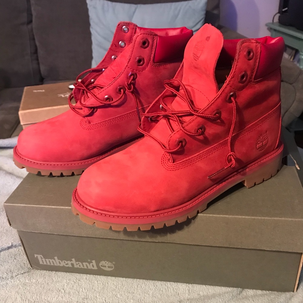 Red timberland Boots