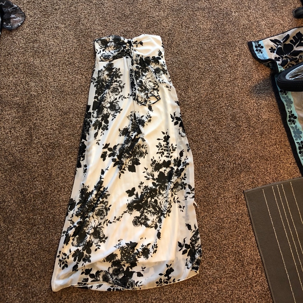 Floral Black and White Dress