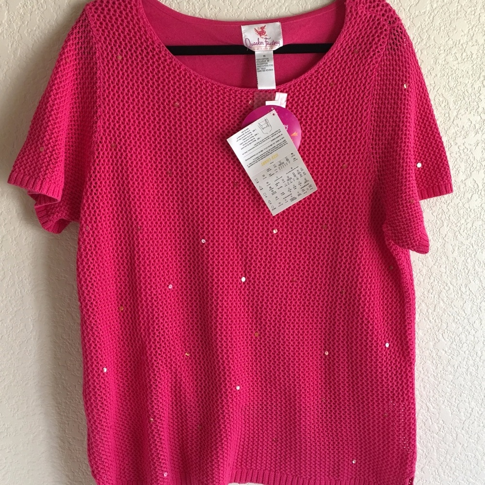 Quacker Factory Sequin Mesh Tunic Sweater Tank Top