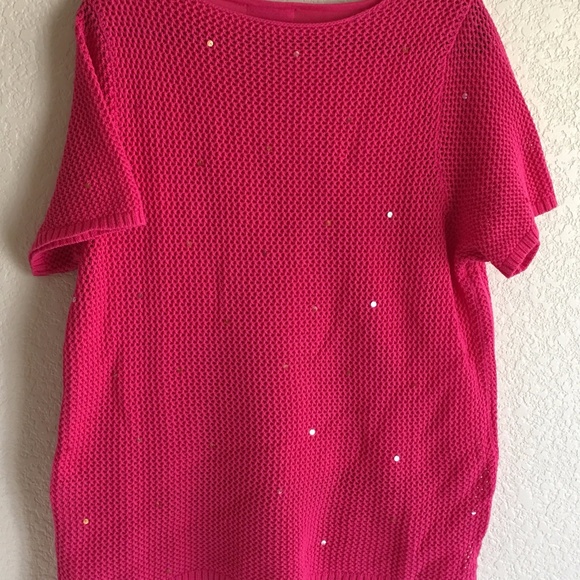Quacker Factory Sequin Mesh Tunic Sweater Tank Top - Picture 2 of 6
