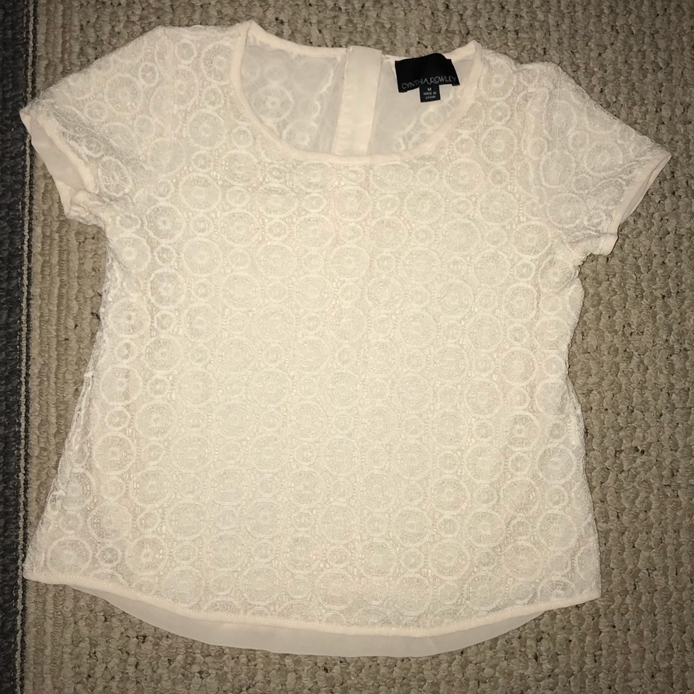 Cynthia Rowley creme floral lace top