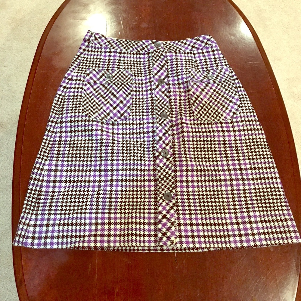 Vintage 60's houndstooth print a-line skirt