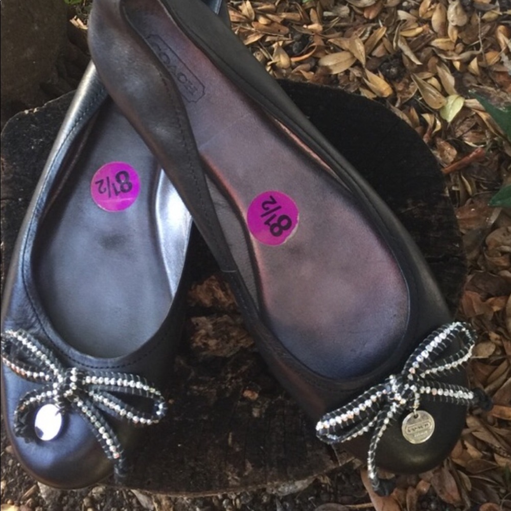 Coach flats with bow in the front