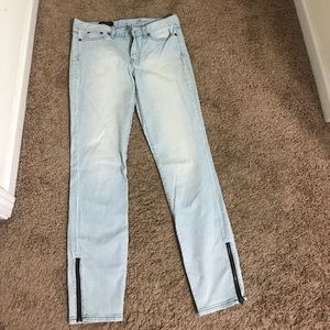 Jcrew Toothpick jeans striped with zipper ends