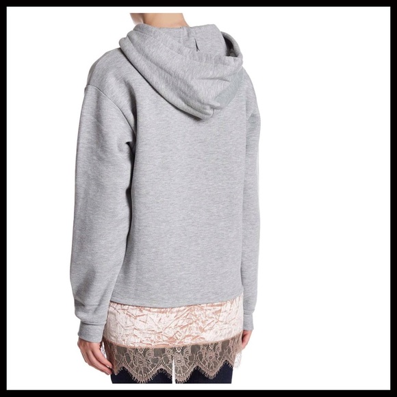 TOPSHOP PULLOVER HOODIE VELVET LACE TRIM TUNIC - Picture 3 of 8