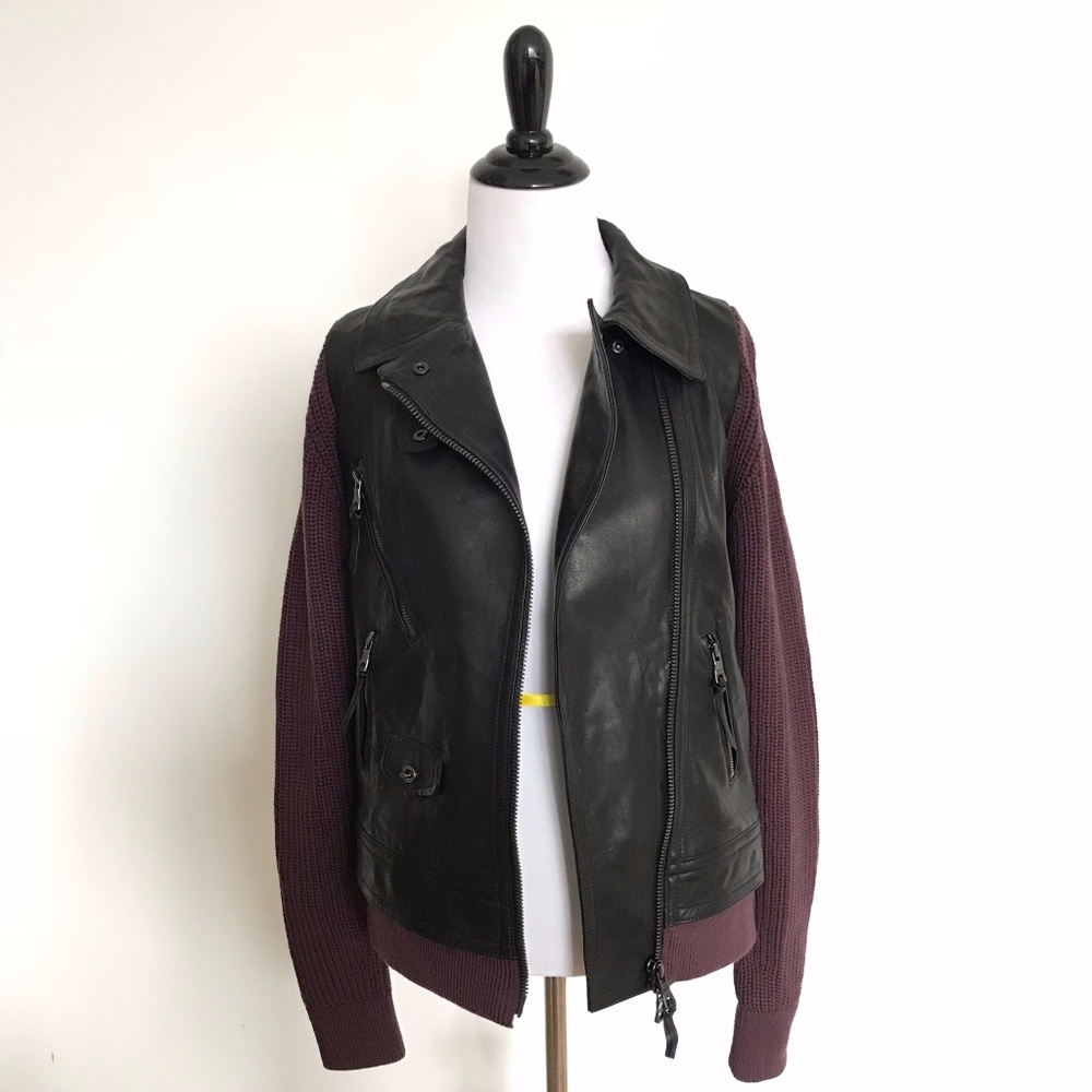 Coach Women's Leather Knit Jacket Size S