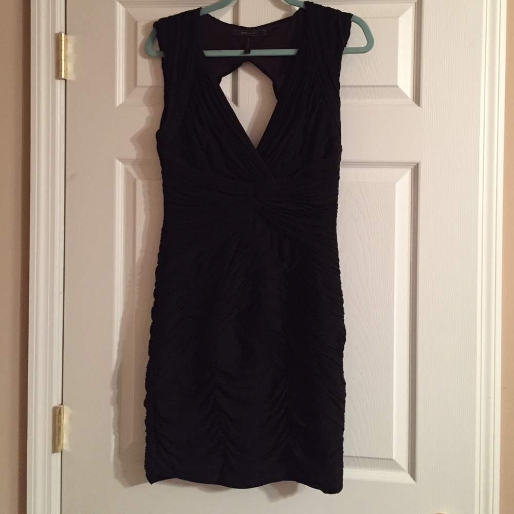BCBGMaxAzria black ruched cocktail dress