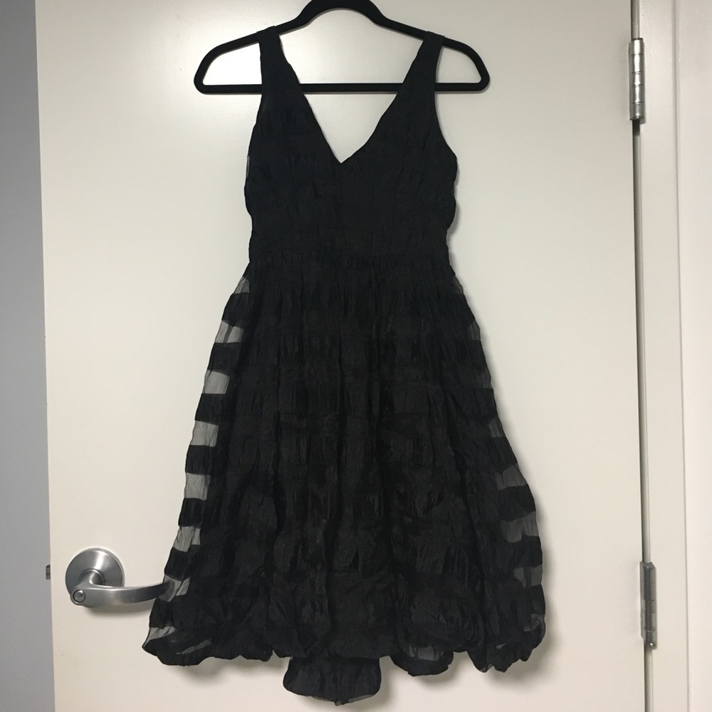 Tracy Reese Black Striped Bubble Dress