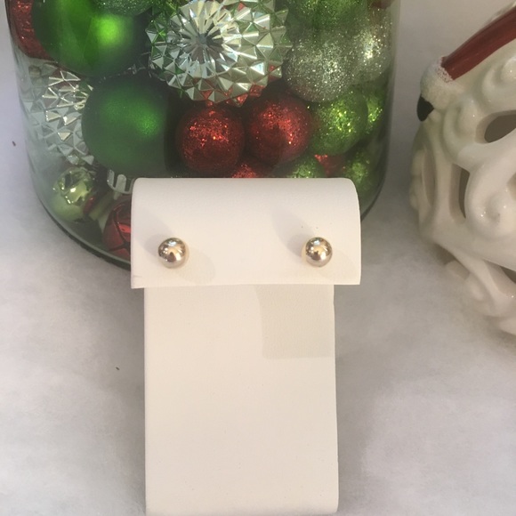 14K Gold Ball Stud Earrings - Picture 3 of 6