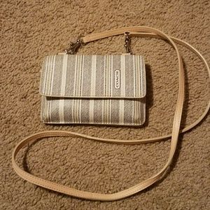 Coach ticking stripe crossbody wallet