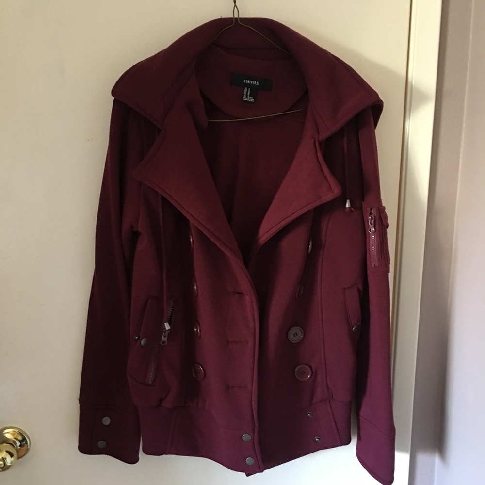 Forever 21 Burgundy Pea Coat