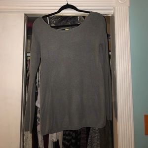 Grey lace up back sweater