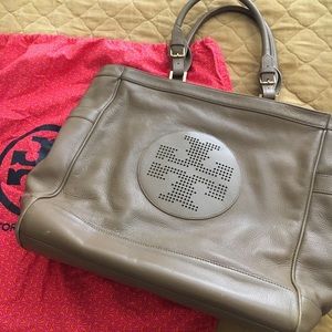 Tory Burch leather tan laptop bag