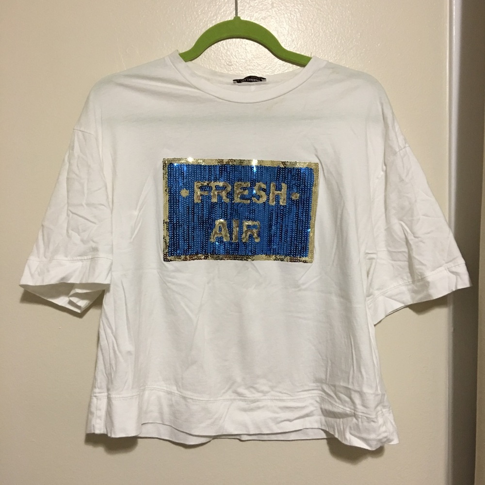 Zara Fresh Air sequin T-shirt