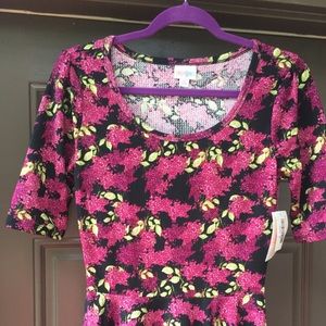Lularoe M Black and Purple Floral Nicole
