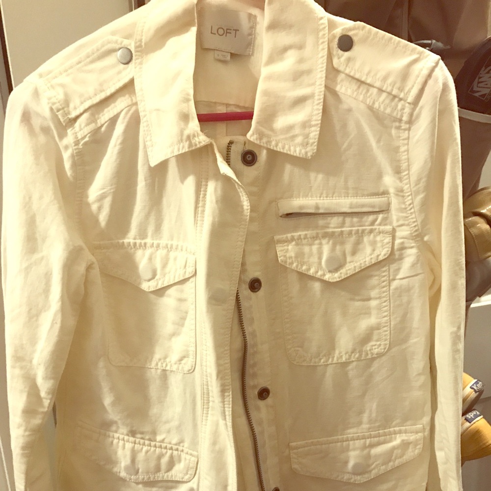 White linen Loft jacket