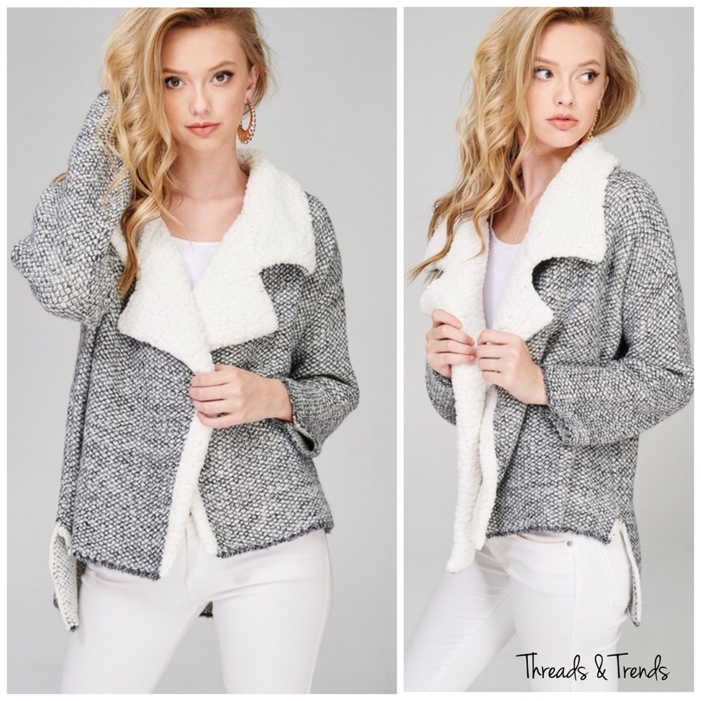  Asymmetrical Sweater Moto Jacket