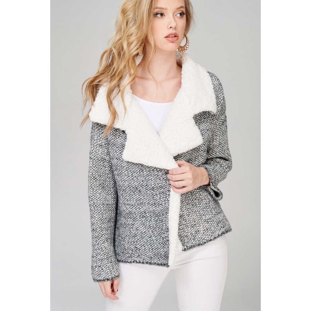  Asymmetrical Sweater Moto Jacket - Picture 2 of 6
