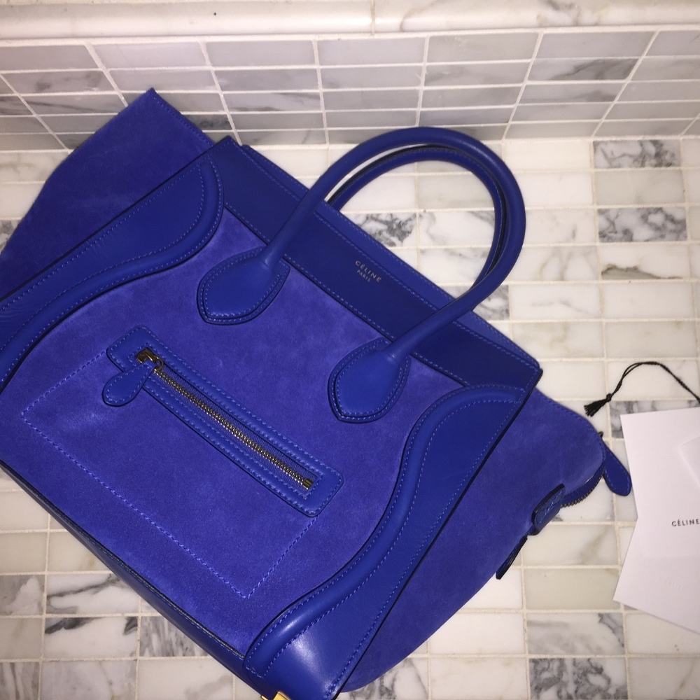 Celine Mini Luggage Bag Cobalt Blue Suede - Picture 2 of 6