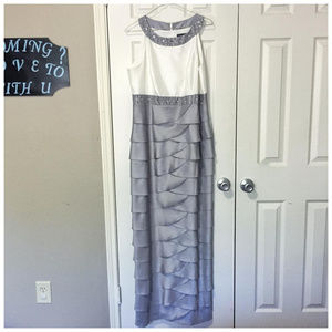 Jessica Howard Silver Ruffled Dress