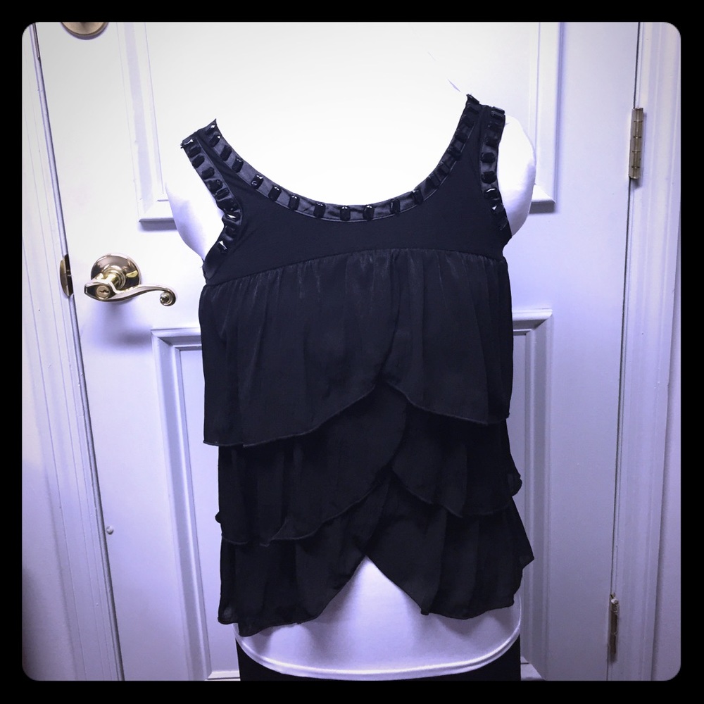 H&M sleeveless ruffled baby doll top size XS black