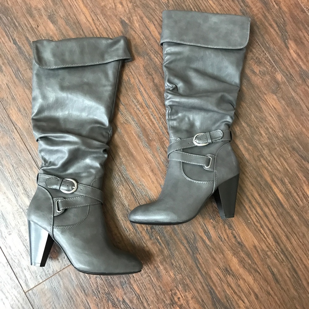 Grey Heeled Boots