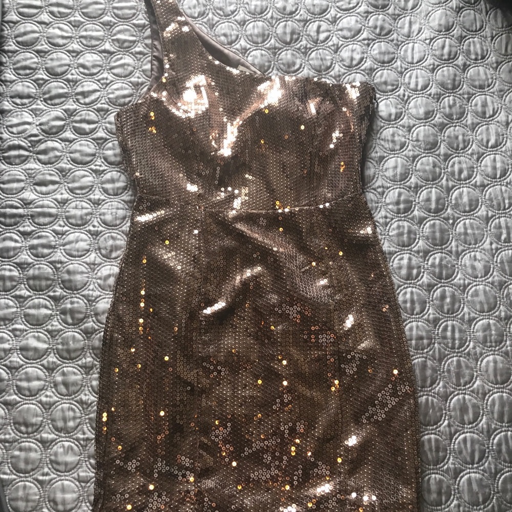 Half Shoulder Rose Gold Dress